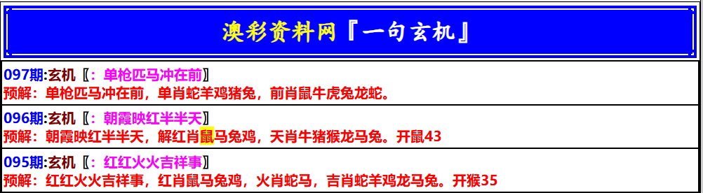 097期澳门一句玄机[图]